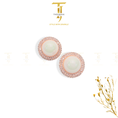 Zirconic Round Pearl Studs - Tawakkal Jewellers