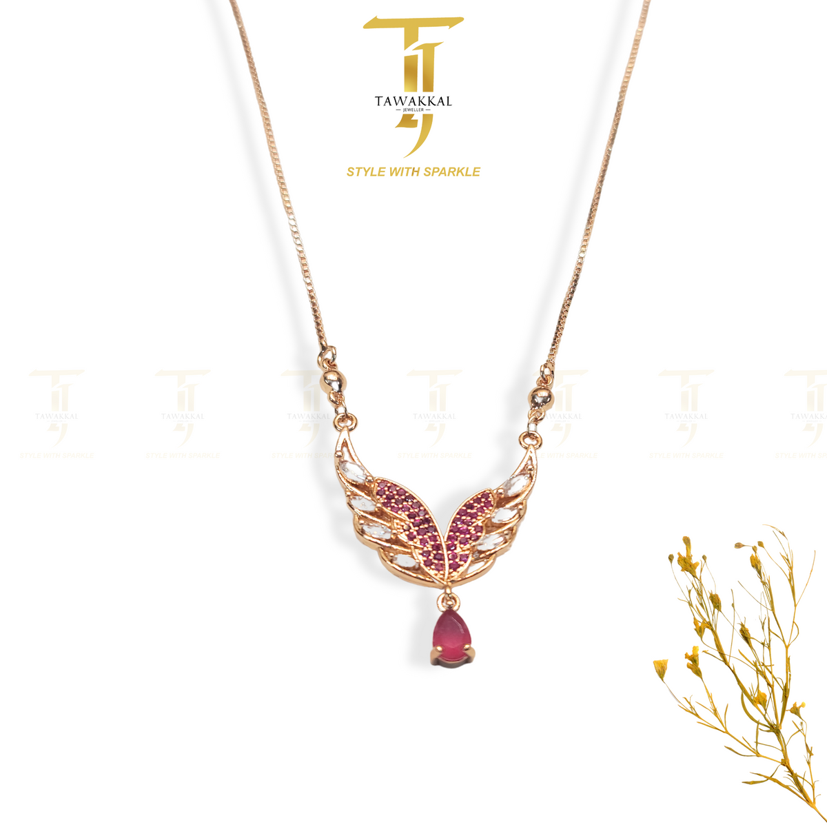 Italian Butterfly Pendant (Ruby) - Tawakkal Jewellers