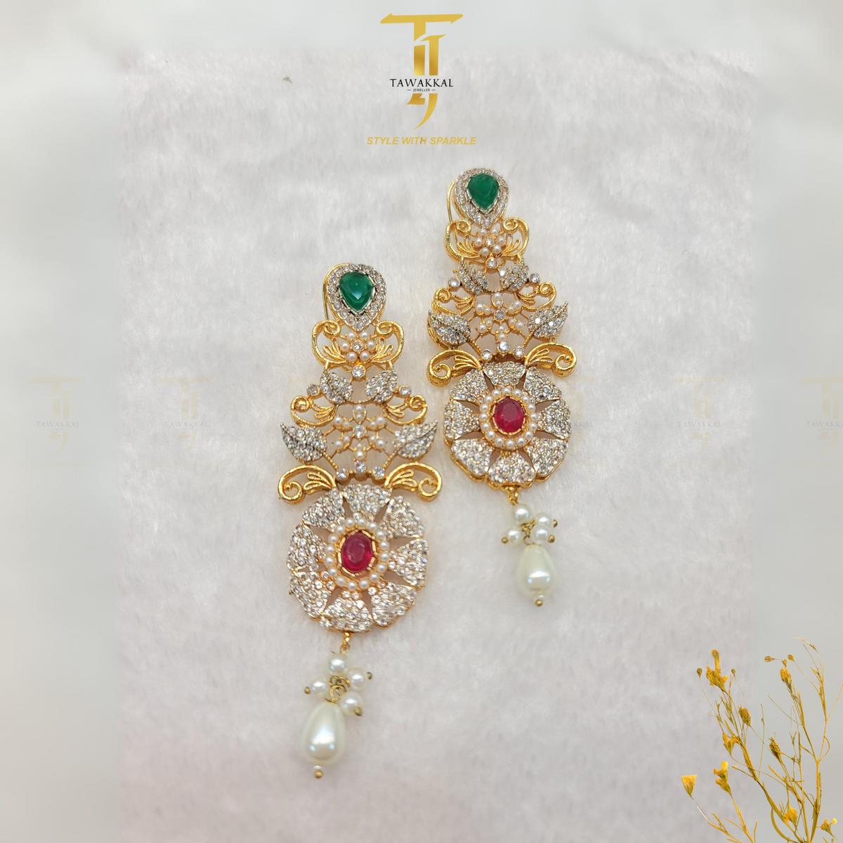 American Diamond Earrings (Gold Plated)